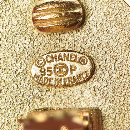 Chanel Enamel CC Clip On Earrings Black Gold 3 of 5