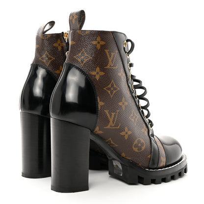 Louis Vuitton Patent Calfskin Monogram Star Trail Ankle Boots 38 Black 4 of 11