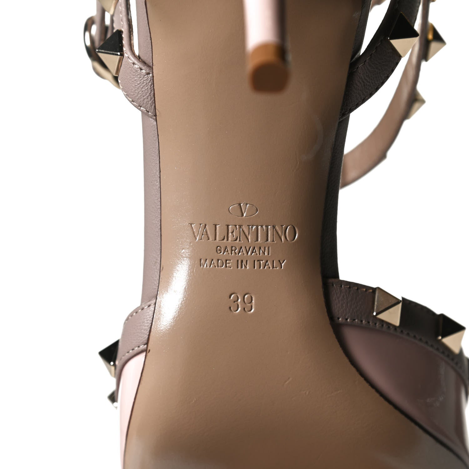 Valentino Garavani Patent Nappa Rockstud Ankle Strap 65mm Pumps 39 Water Rose Poudre 8 of 10