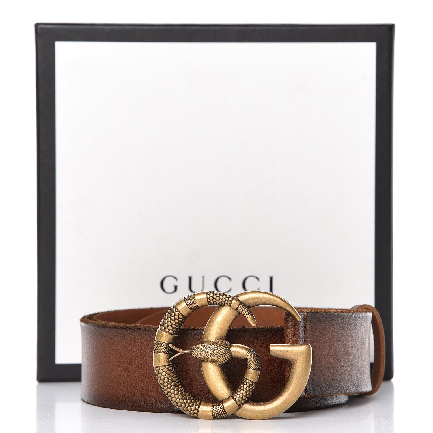 Gucci Faded Calfskin Snake Double G 40mm Belt 85 34 Cuir 9 of 9