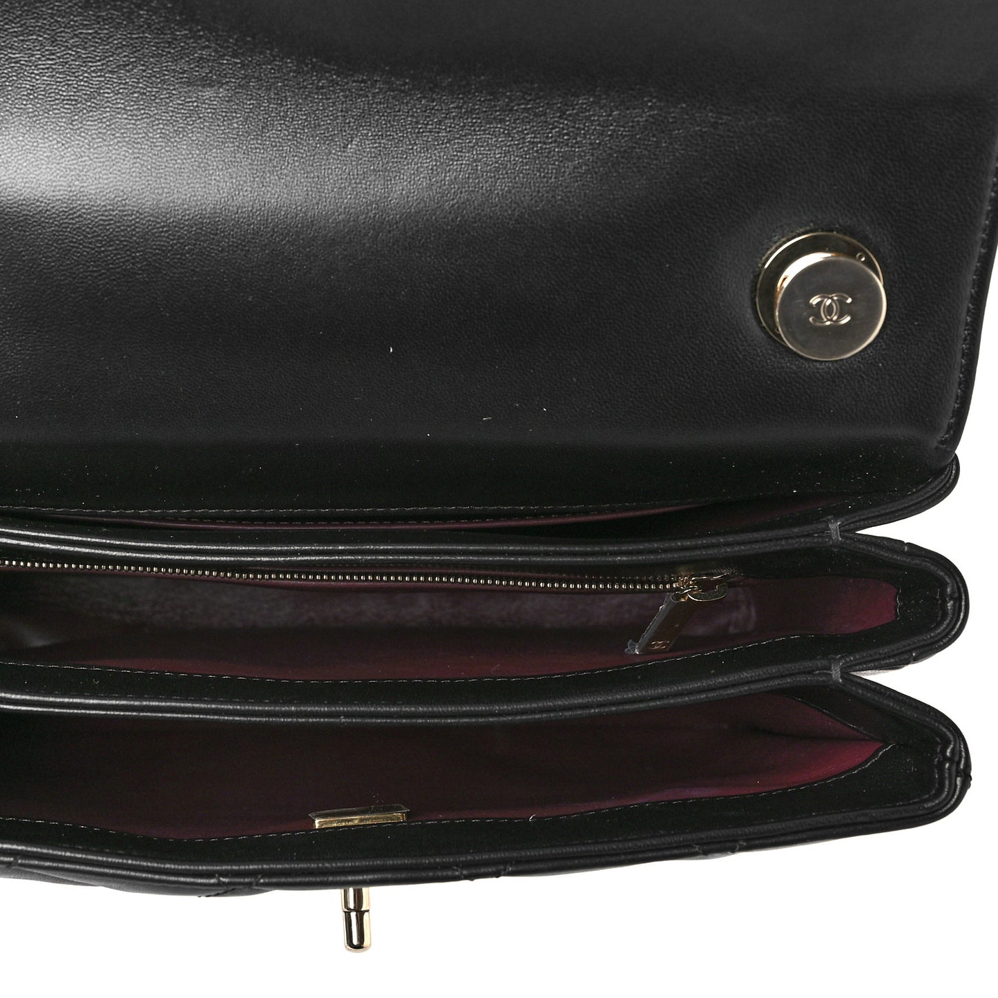 Lambskin Quilted Small Trendy CC Dual Handle Flap Bag Black