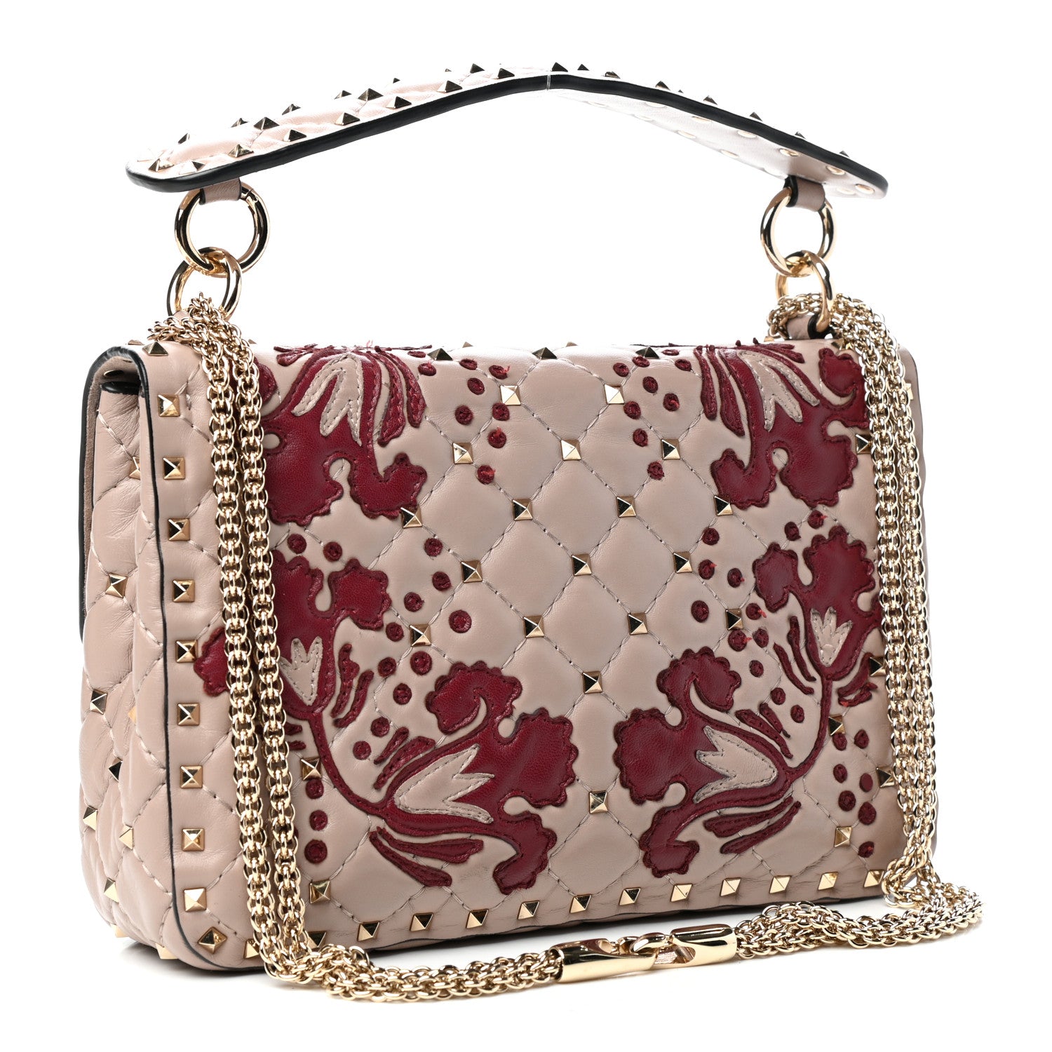 Valentino Garavani Nappa Flower Intarsia Medium Rockstud Spike Shoulder Bag Multicolor 3 of 11