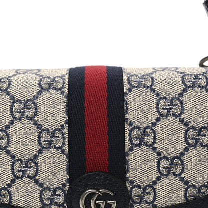 Gucci GG Supreme Monogram Textured Dollar Calfskin Web Small Ophidia Padlock Top Handle Bag Beige Blue 8 of 10