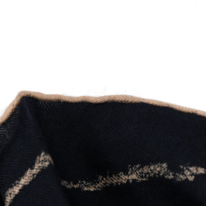 Hermes Cashmere Silk Pirouette au Galop Shawl 140 Marine Naturel Beige 8 of 8