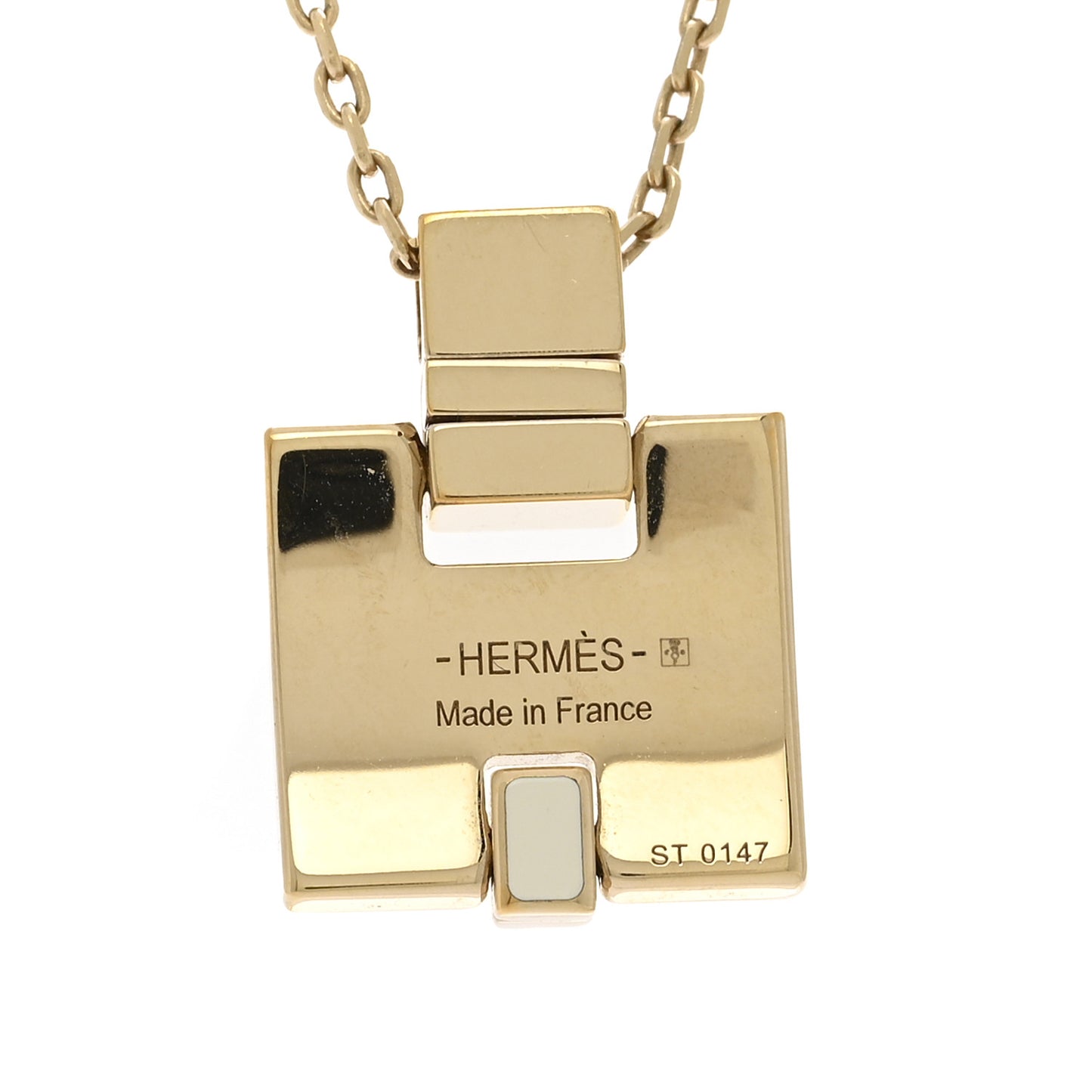 Gold Plated Lacquered Eileen Pendant Necklace White