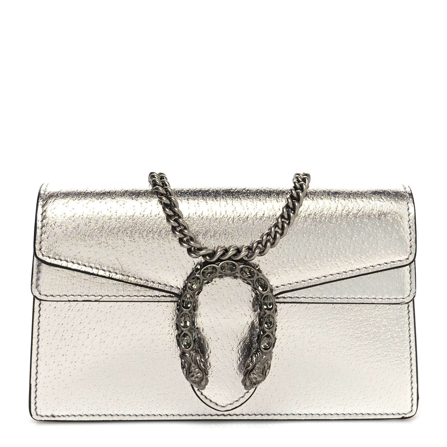 Gucci Metallic Calfskin Super Mini Dionysus Shoulder Bag Silver 1 of 10