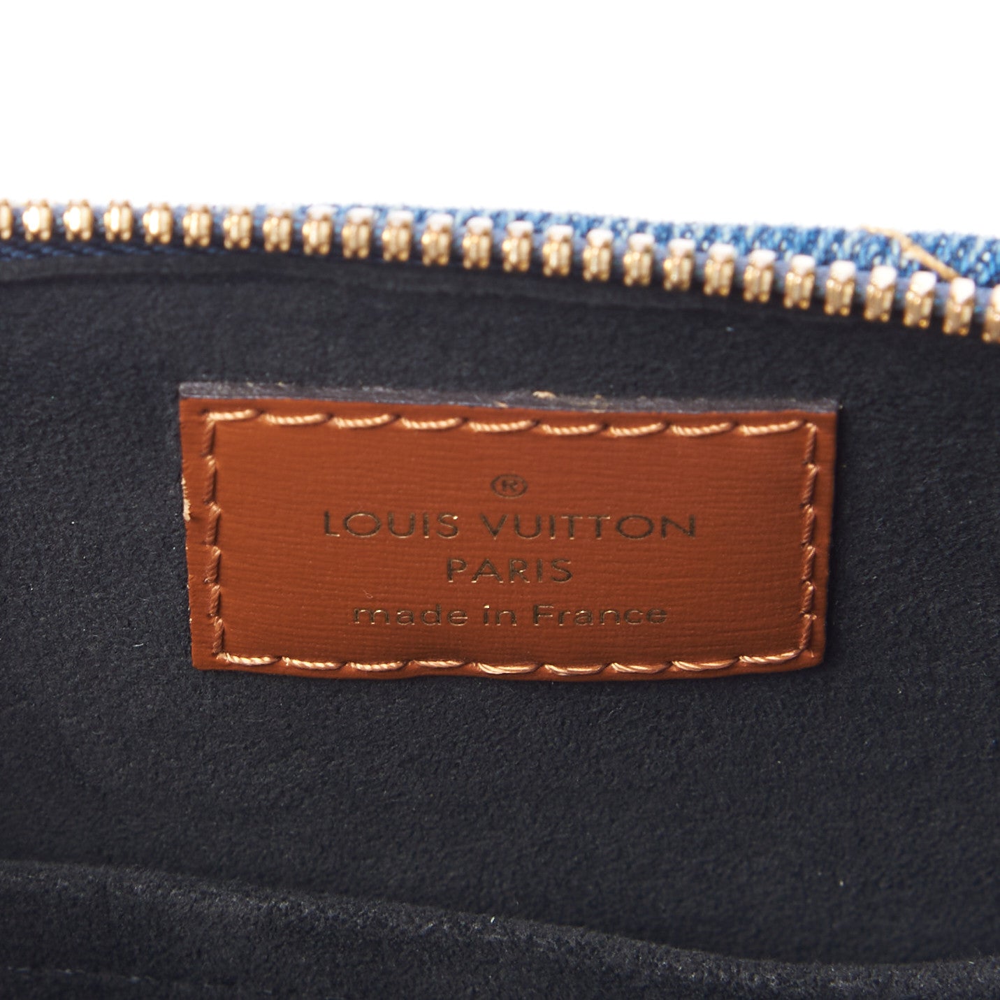 Denim Calfskin Reverse Monogram Malletage Alma BB Blue
