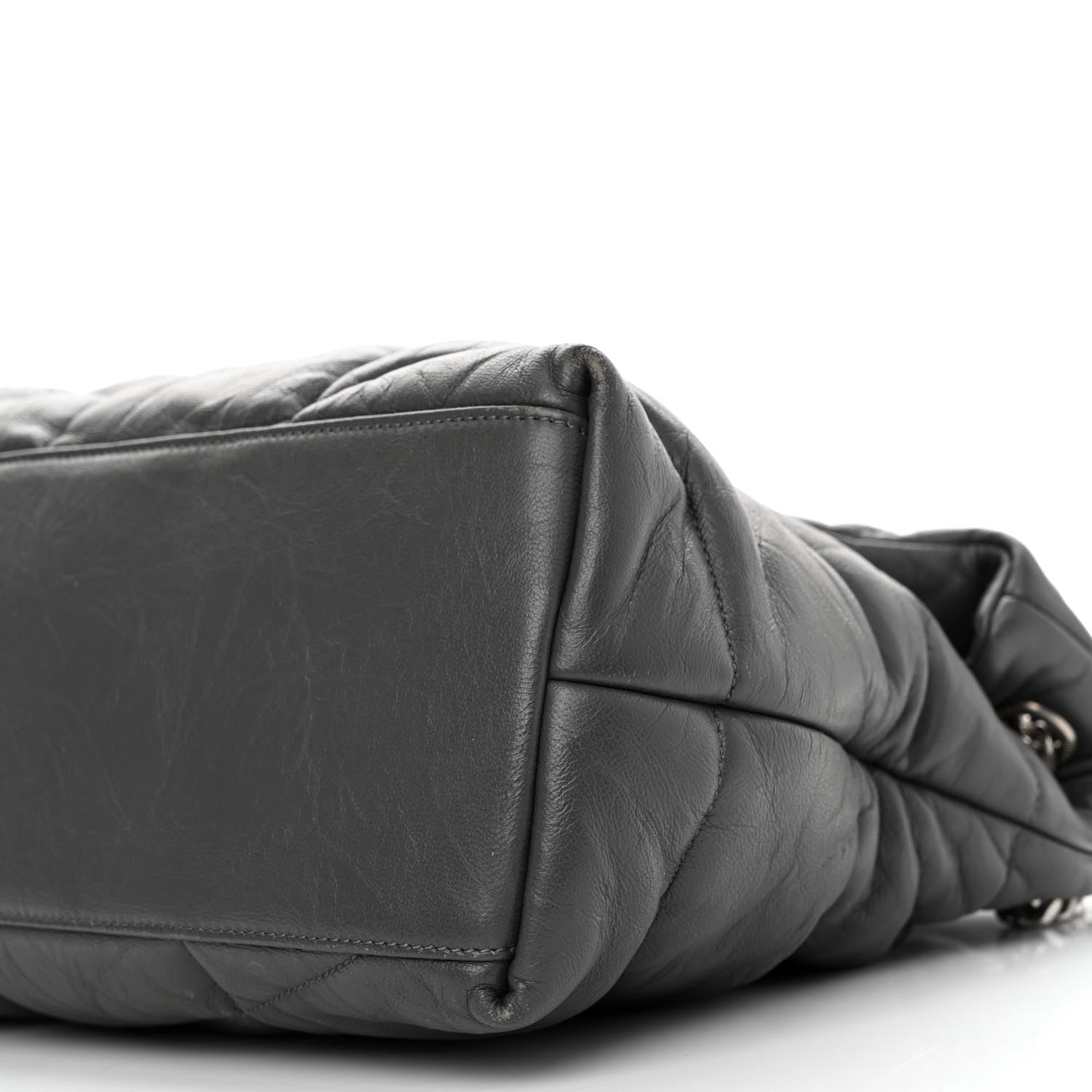 Saint Laurent Calfskin Quilted Medium Loulou Puffer Monogram Chain Satchel Storm 10 of 12
