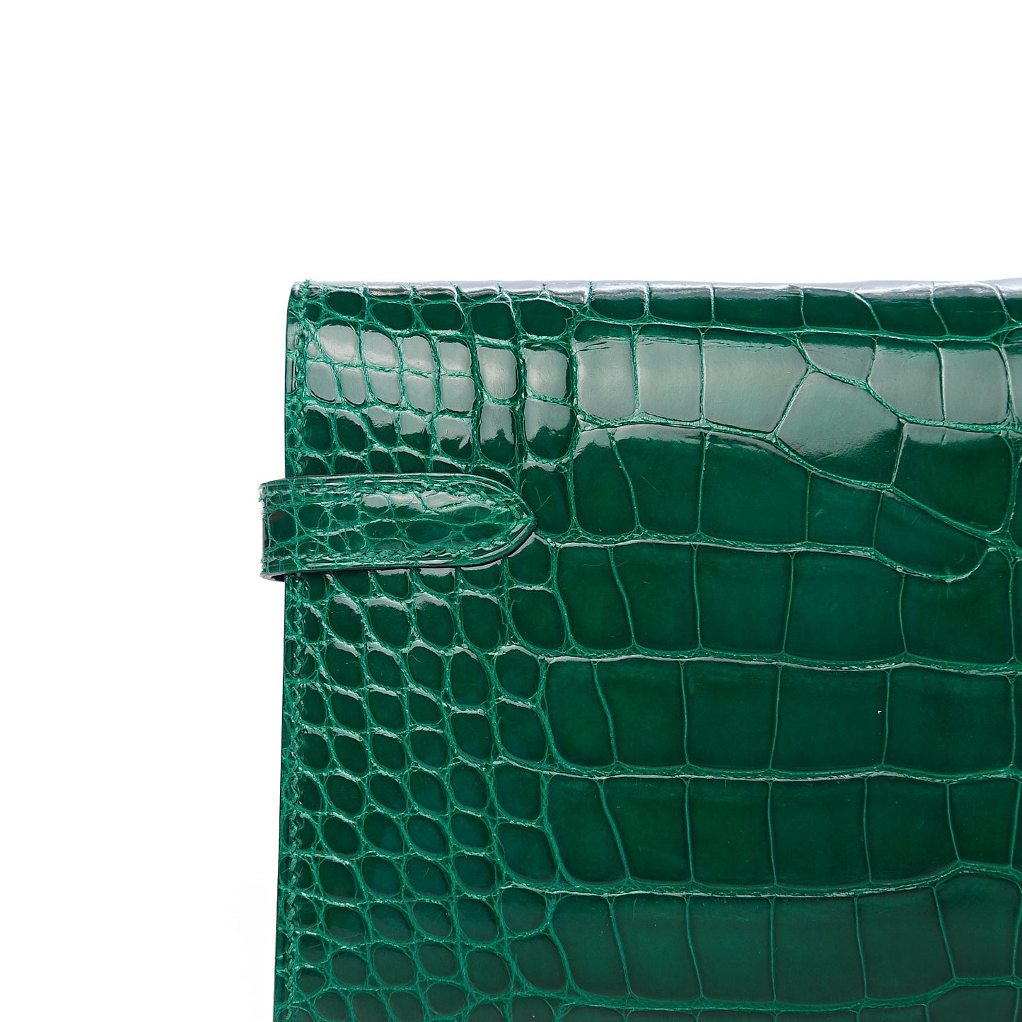 Shiny Alligator Kelly Longue Wallet Vert Emeraude