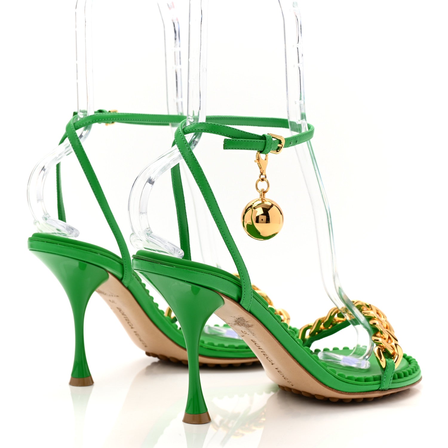 Bottega Veneta Lambskin Dot 90mm Sandals 39 Grass 7 of 18