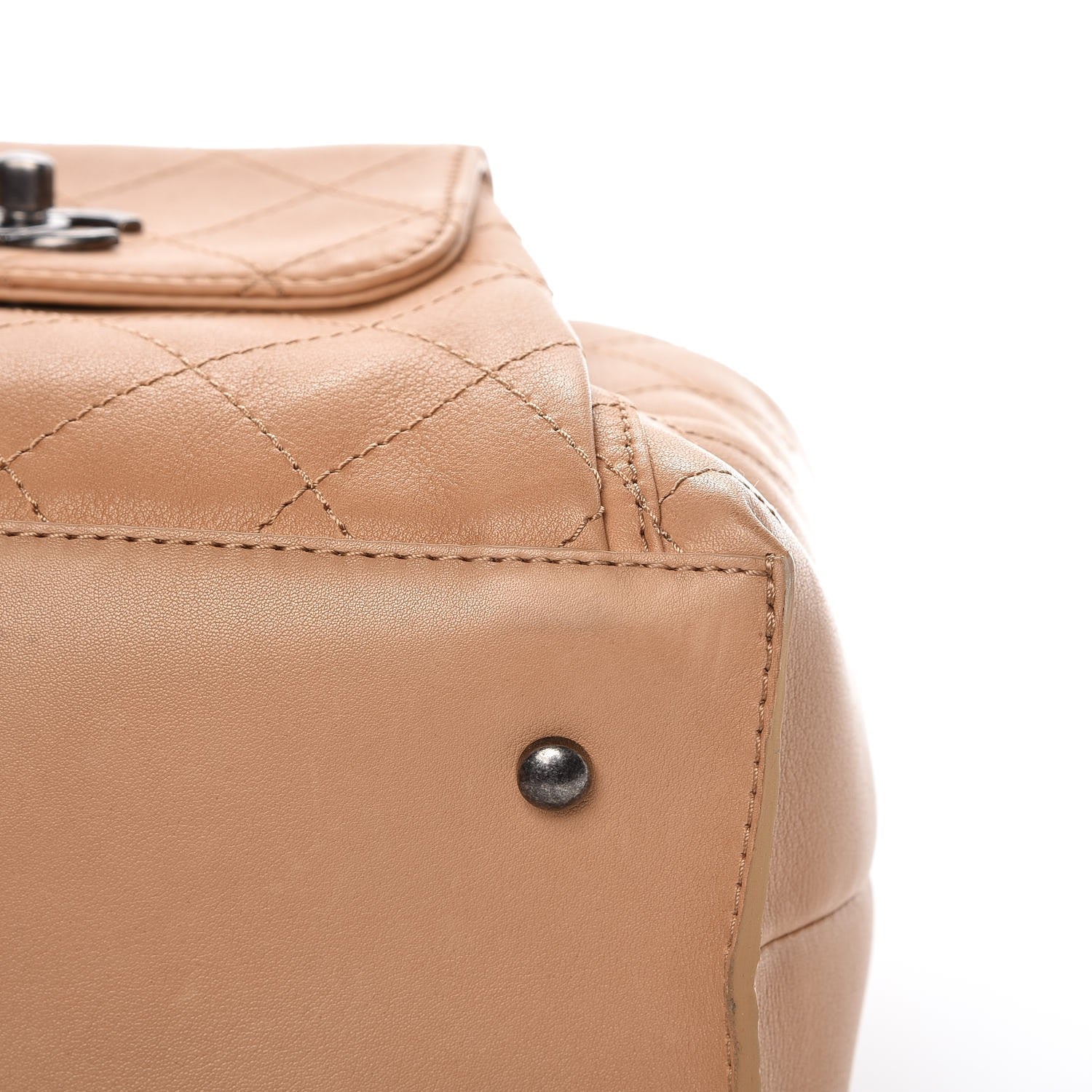 Chanel Calfskin Stitched Medium Urban Luxury Drawstring Backpack Beige 10 of 11