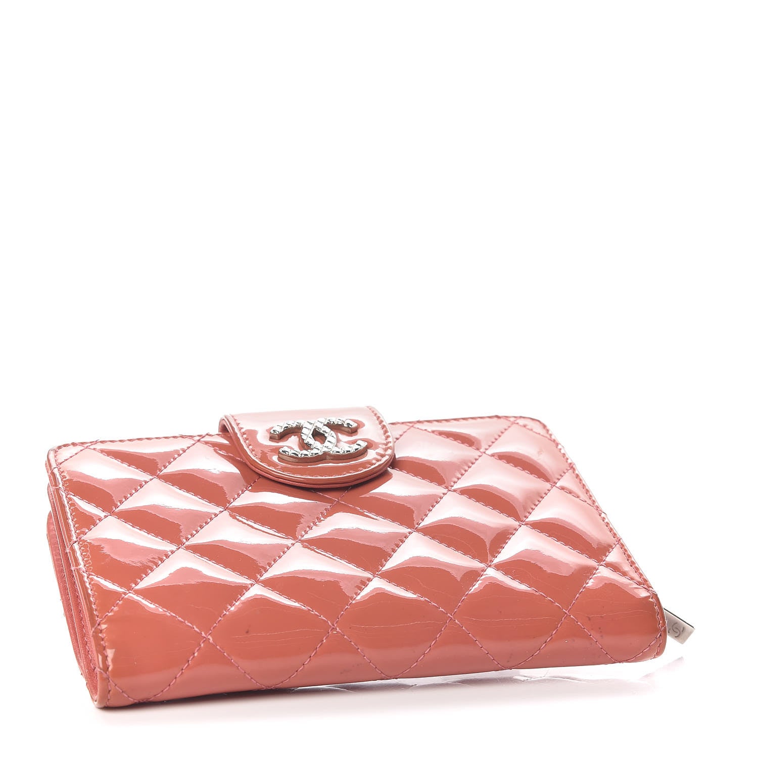 Chanel Patent Quilted Brilliant Zipped Pocket Wallet Pink 4 of 10