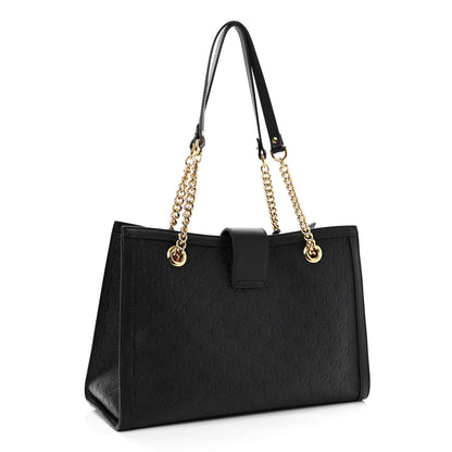 Gucci Guccissima Medium Padlock Tote Black 3 of 11