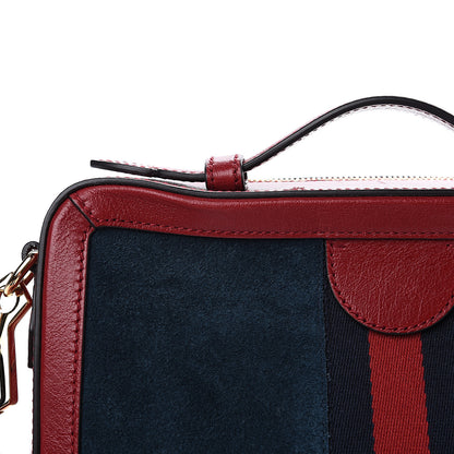 Gucci Suede Calfskin Web Small Ophidia Top Handle Shoulder Bag New Blue Romantic Cherry 11 of 11