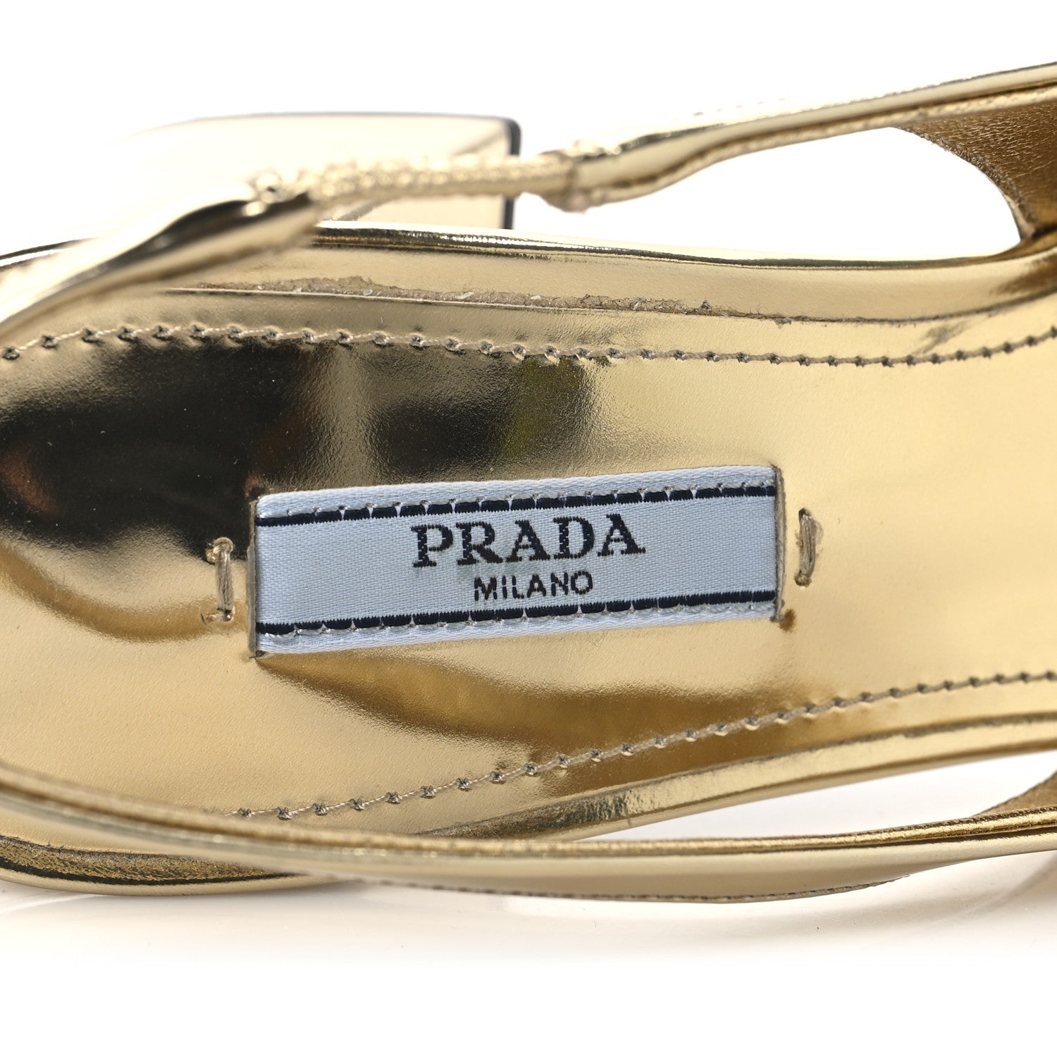 Prada Metallic Patent Triangle Logo Slingback Pumps 37 Platino 8 of 9