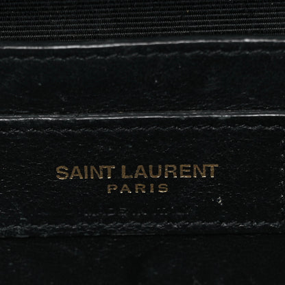 Saint Laurent Grain De Poudre Textured Mixed Matelasse Triquilt Medium Monogram Satchel Black 6 of 10