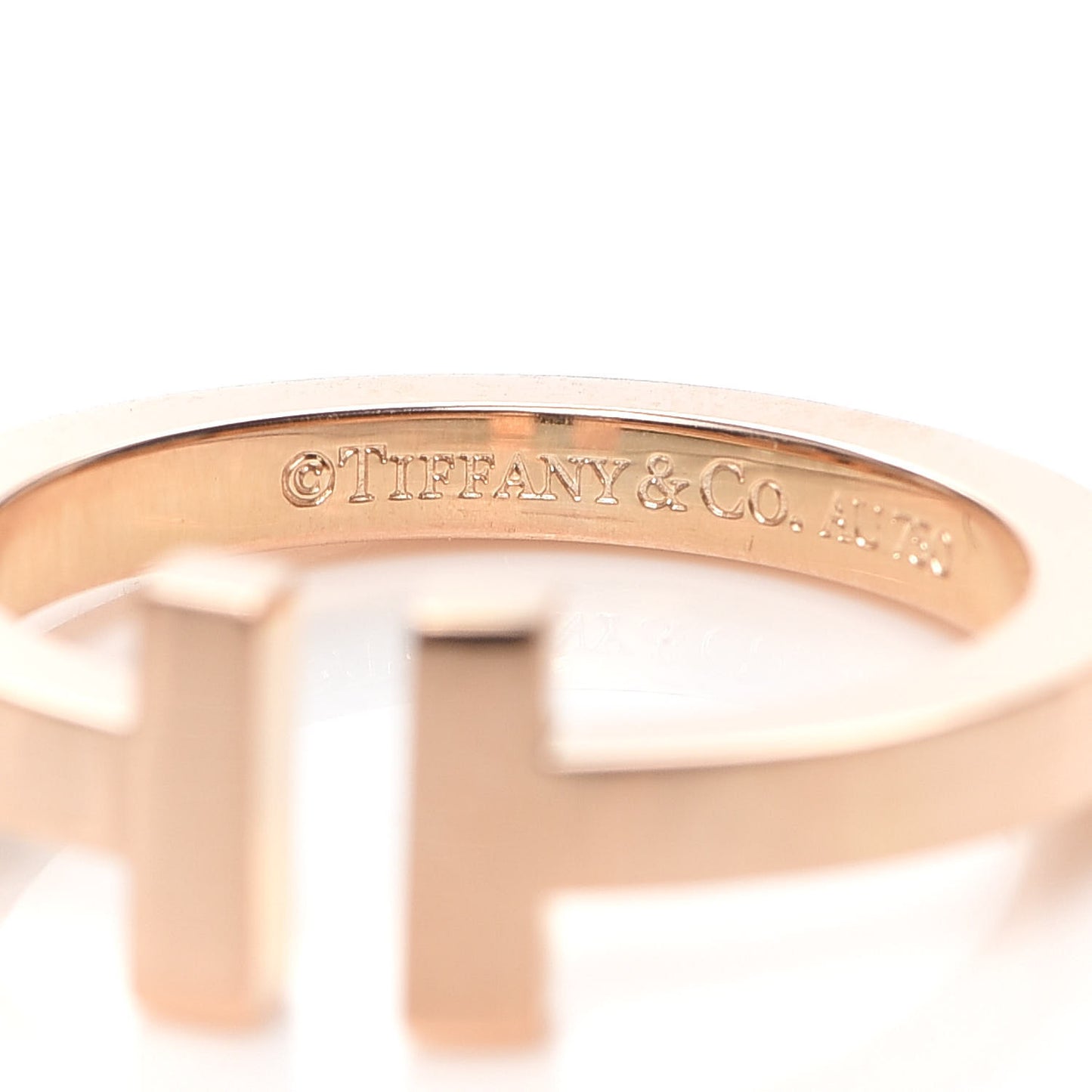 18K Rose Gold T Square Ring 61 9.5