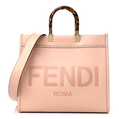 Fendi Vitello King Plexiglass Logo Embossed Medium Fendi Sunshine Shopper Tote Light Rose 1 of 11