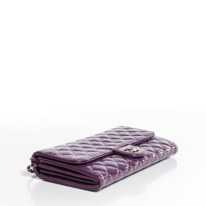 Chanel Patent Calfskin Quilted Brilliant East West Flap Clutch Purple 4 of 7