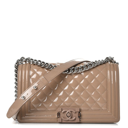 Chanel Patent Quilted Medium Plexiglass Boy Flap Beige 1 of 9