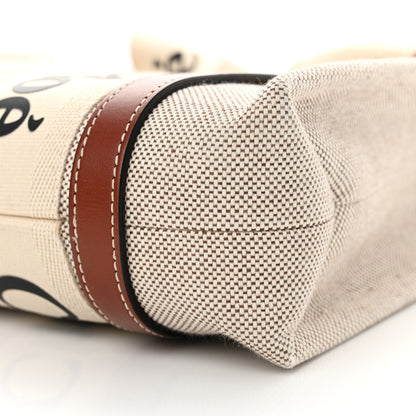 Chloe Cotton Calfskin Small Woody Ribbon Tote With Strap White Brown 10 of 10