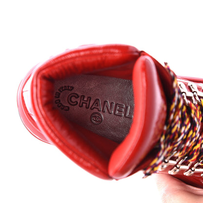 Chanel Patent Calfskin Quilted Womens High Top Sneakers 36 Red 7 of 9