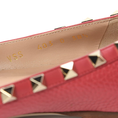 Valentino Garavani Pebbled Calfskin Rockstud Ballerina Flats 38.5 Rock Pink 8 of 9