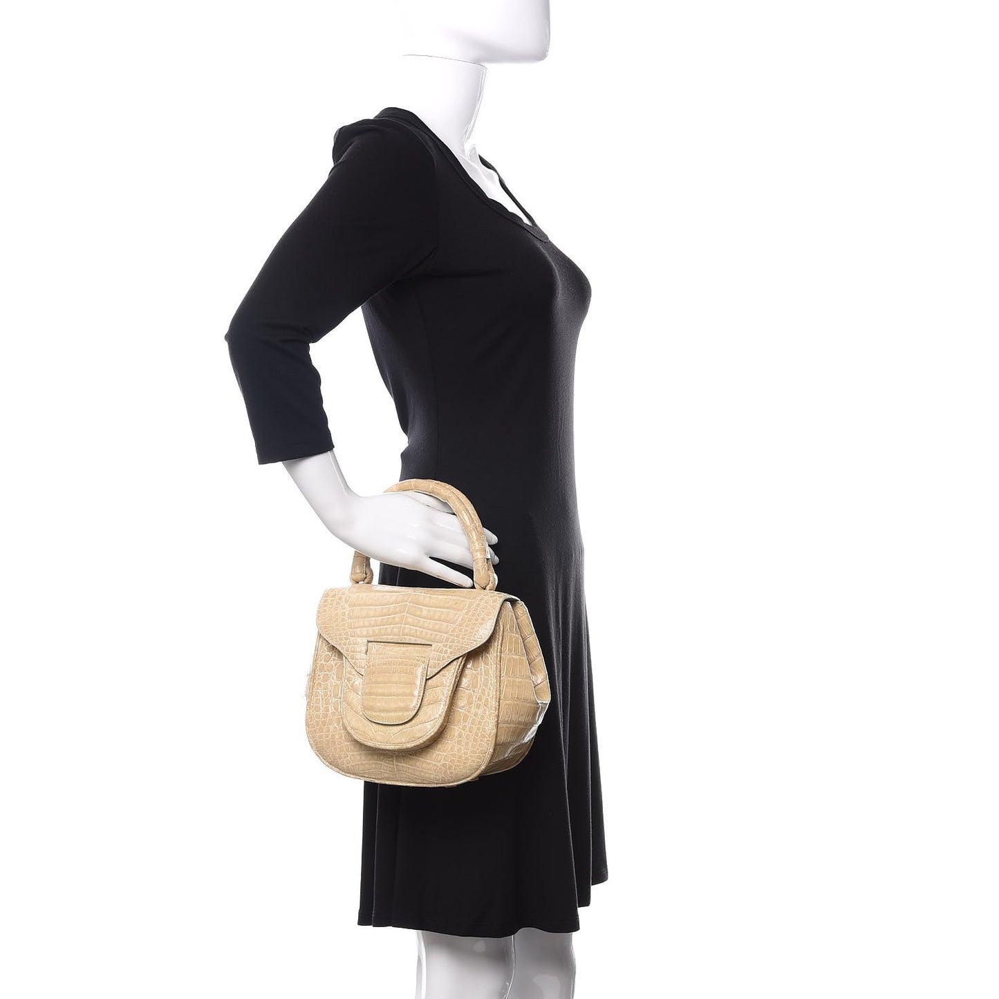 Crocodile Top Handle Bag Ivory