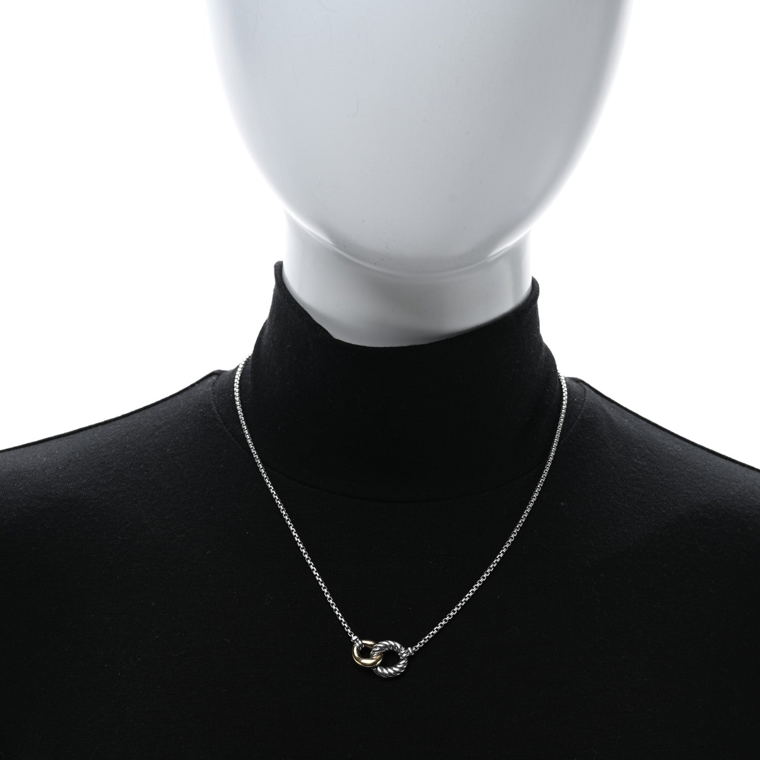 David Yurman Sterling Silver 18K Yellow Gold Belmont Pendant Necklace 2 of 4
