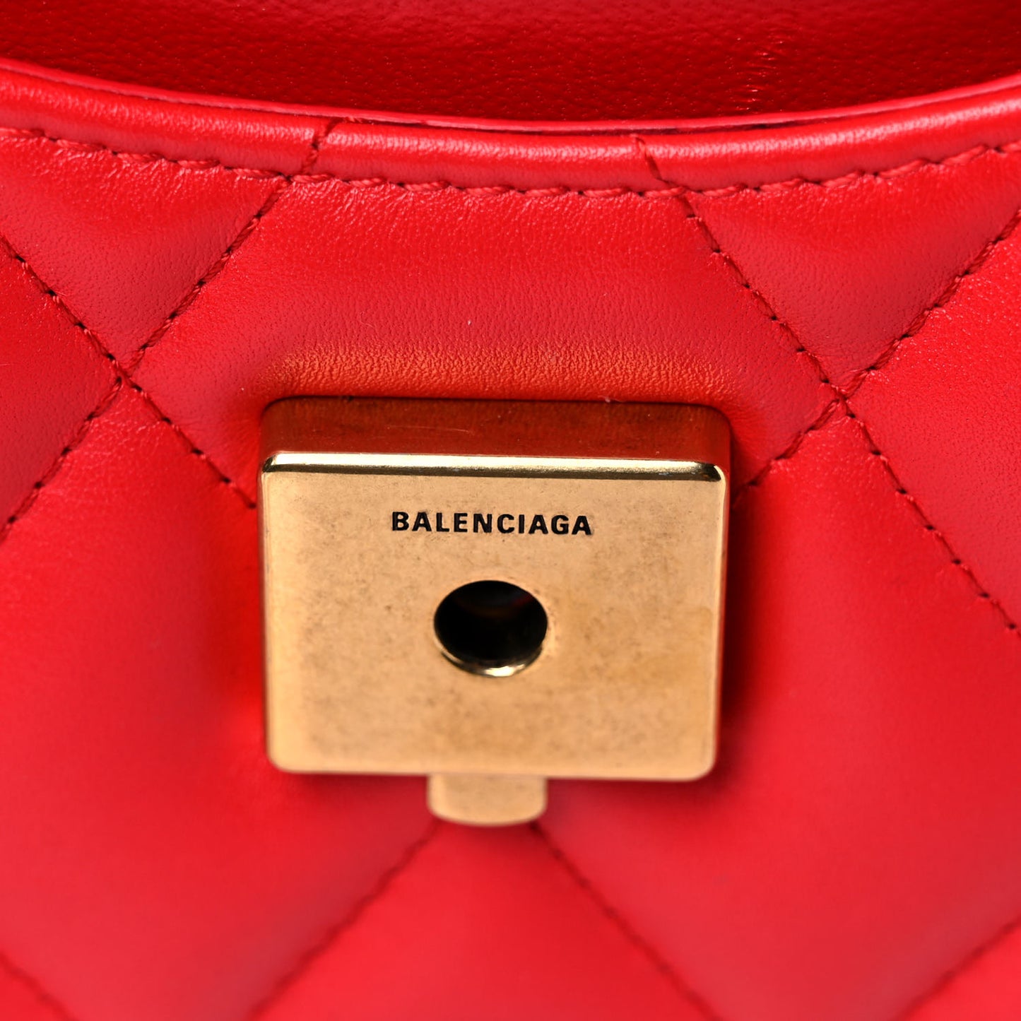 Nappa Calfskin Quilted XS Sharp Top Handle Bag Bright Red
