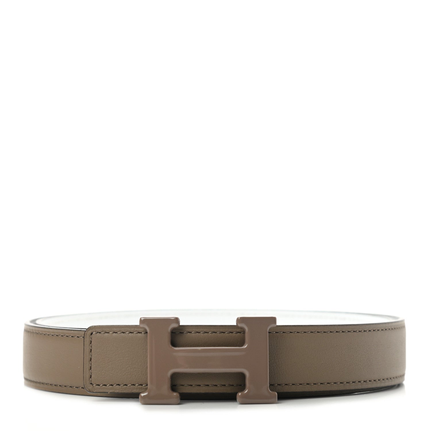 Hermes Swift Epsom Enamel 24mm Belt 85 Etain White 1 of 7