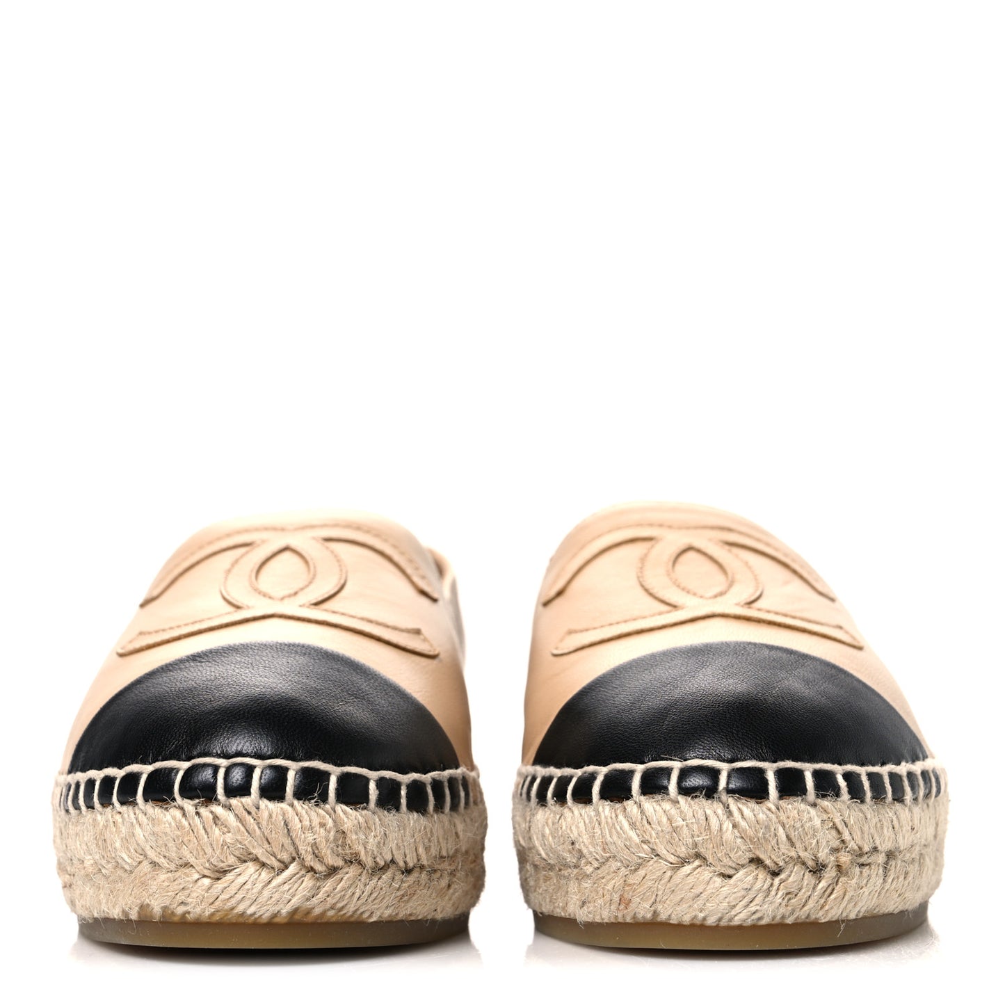 Lambskin CC Espadrilles 38 Beige Black 38 Beige Black