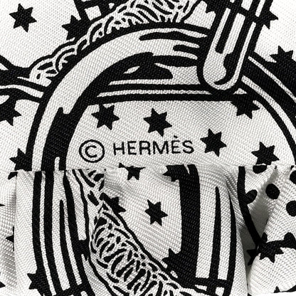 Hermes Silk Eperon d'Or Bandana Ruffle Twilly White Black 4 of 4