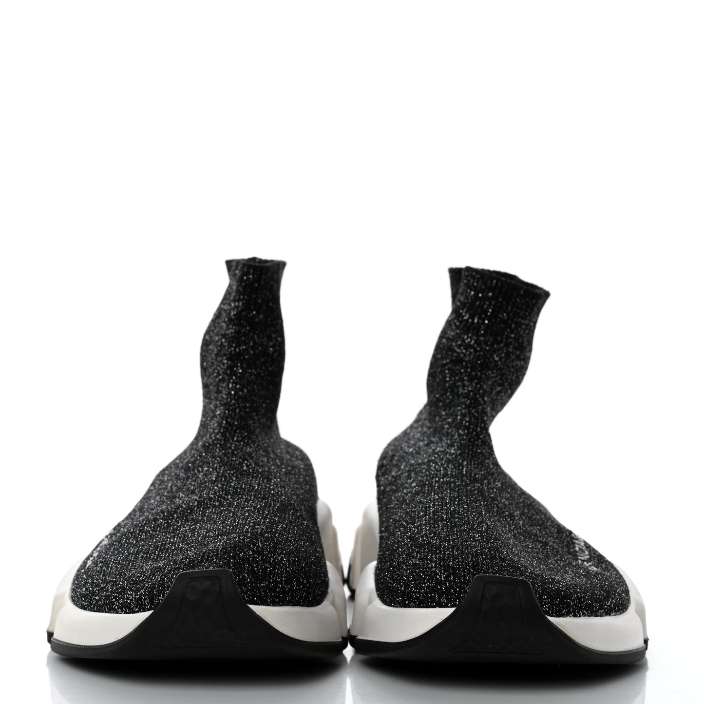 Laminated Knit Bi-Color Sole Womens Speed Sneakers 36 Black White