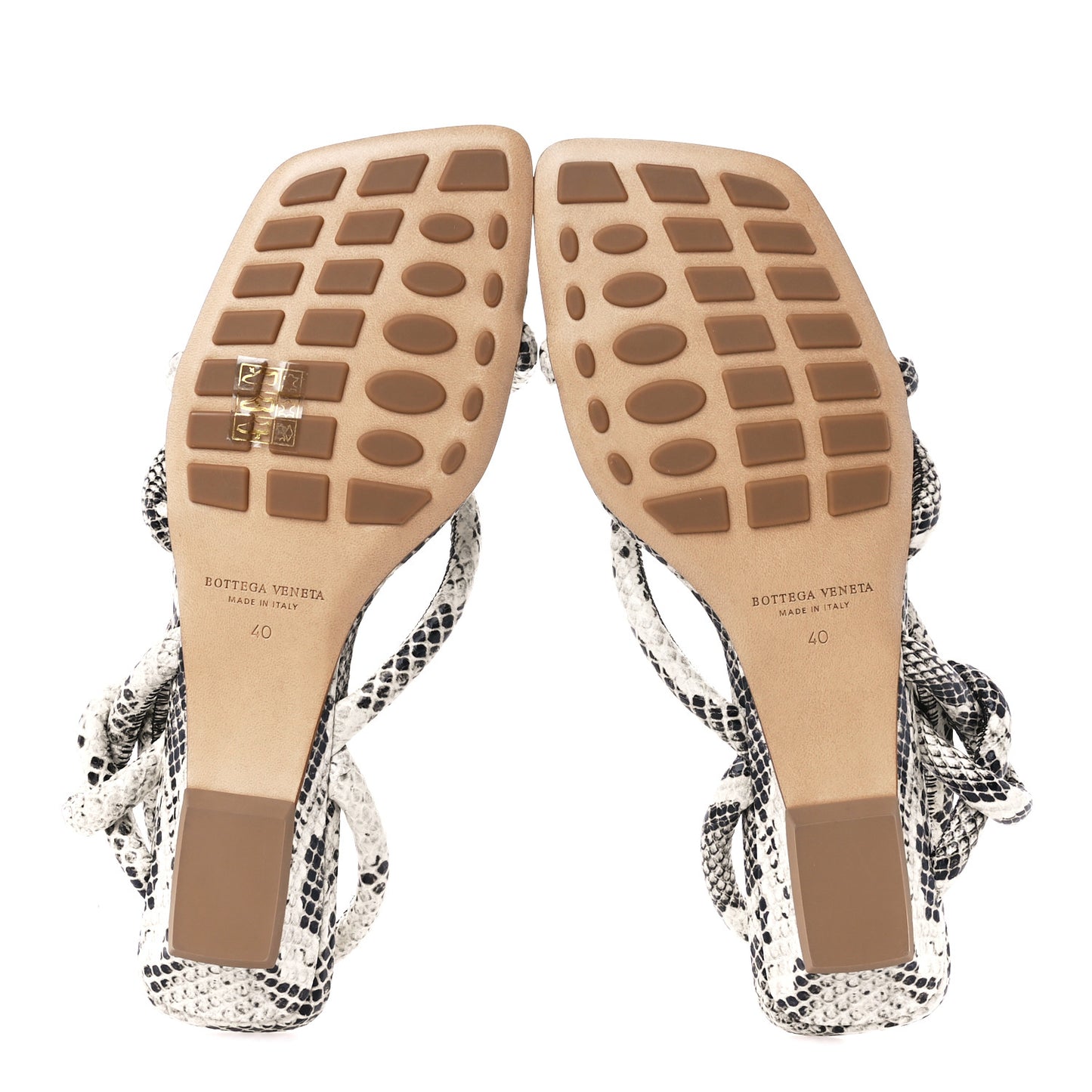 Calfskin Knotted Python Print Jimbo Flat Sandals 40 White