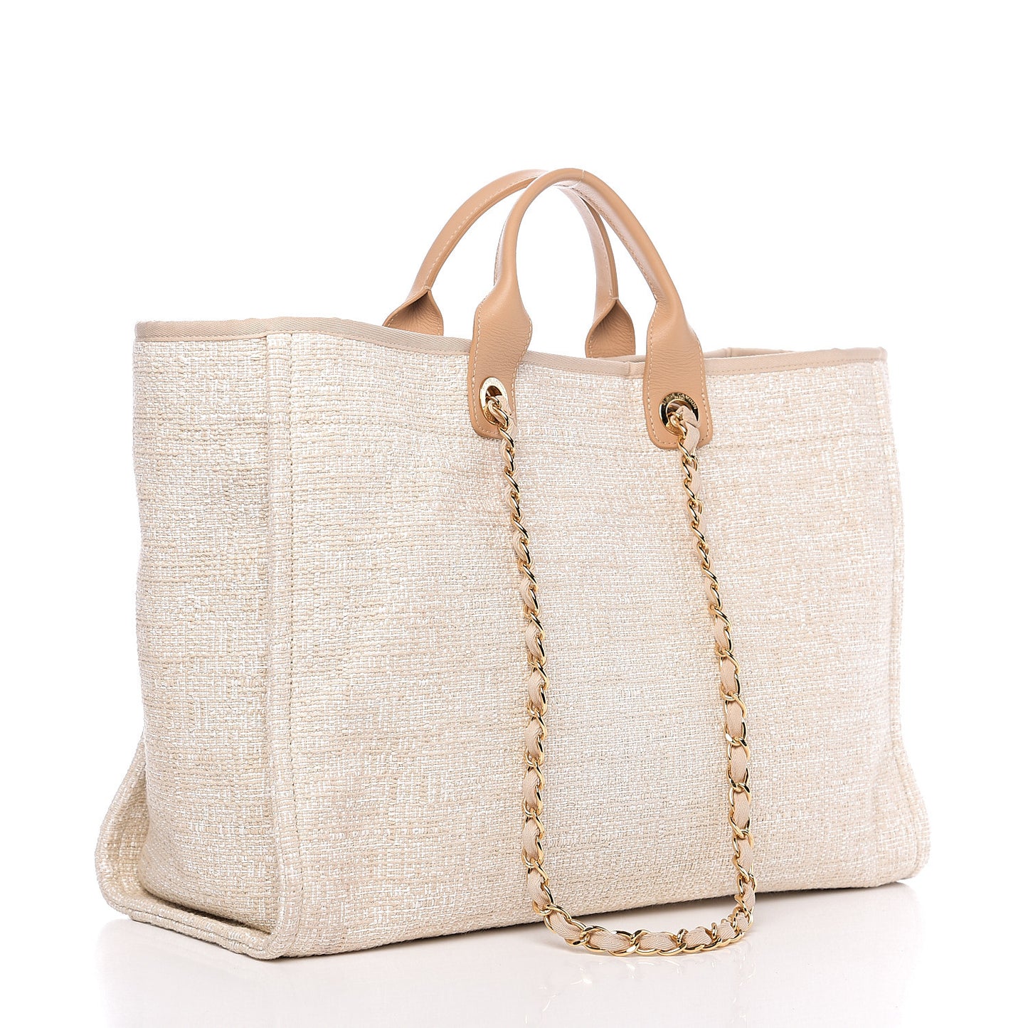 Lurex Boucle Large Deauville Tote Light Beige