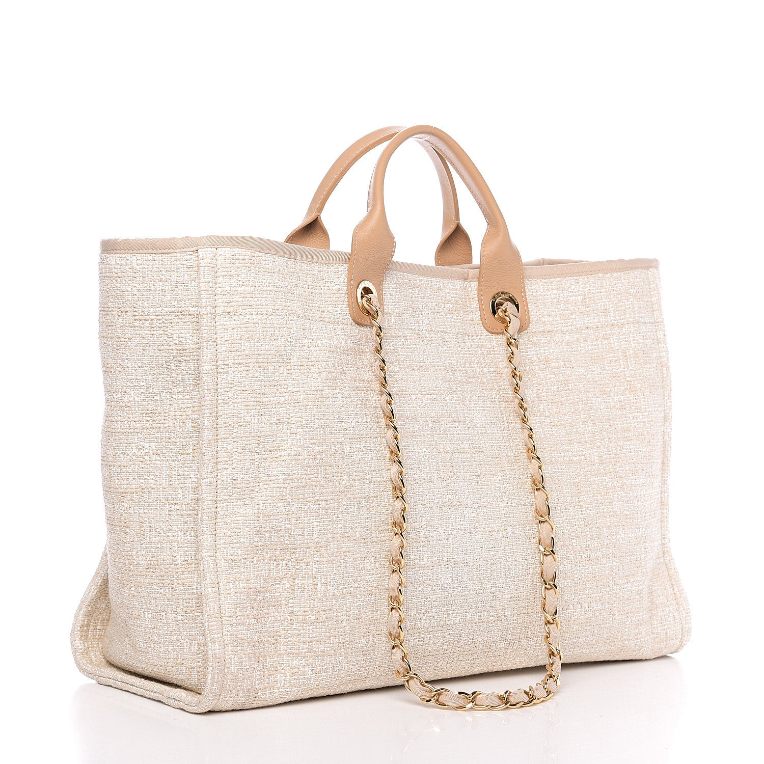 Chanel Lurex Boucle Large Deauville Tote Light Beige 2 of 10