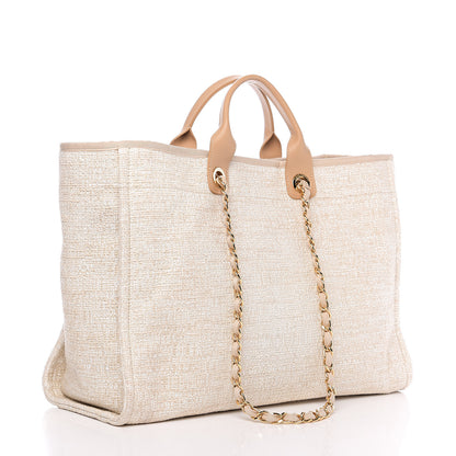 Chanel Lurex Boucle Large Deauville Tote Light Beige 2 of 10
