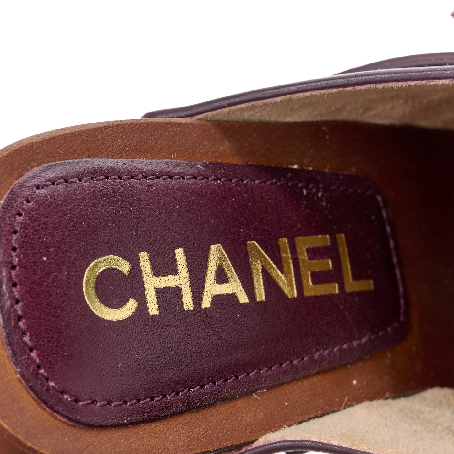 Calfskin Camellia Clogs 36 Dark Purple