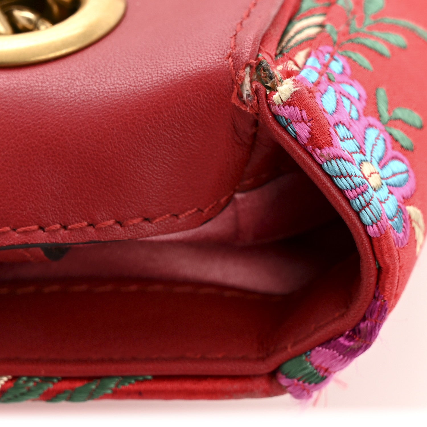 Gucci Jacquard Matelasse Floral Medium GG Marmont Shoulder Bag Red 12 of 15