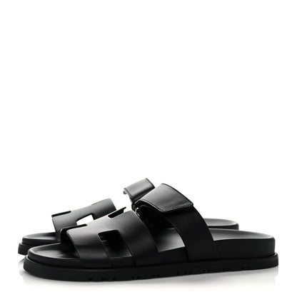 Hermes Calfskin Womens Chypre Sandals 38 Black 3 of 11