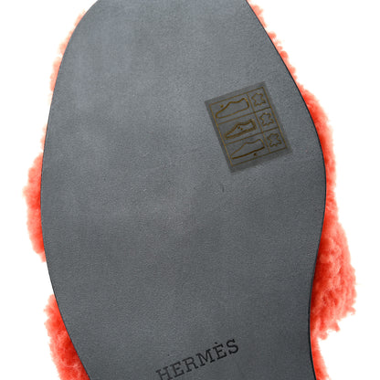 Hermes Woolskin Oran Sandals 38 Orange 9 of 11