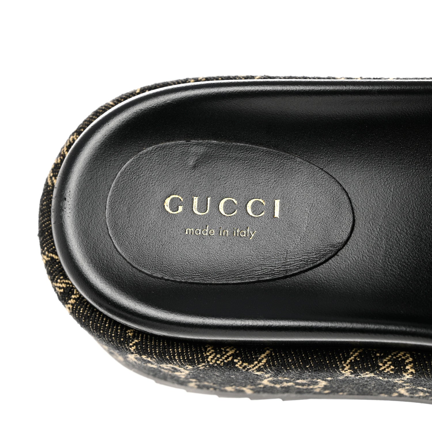 Gucci Jacquard Black Denim GG Monogram Angelina Platform 55mm Slide Sandals 37 Black Ivory 7 of 8