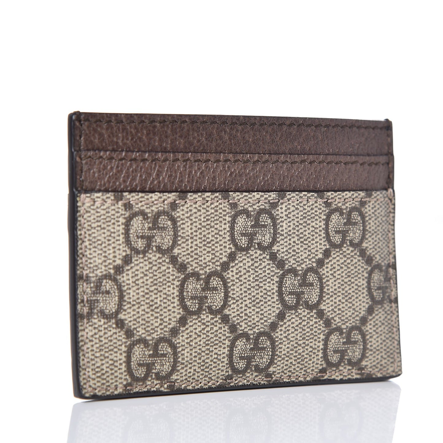 GG Supreme Monogram Ophidia Card Holder Brown
