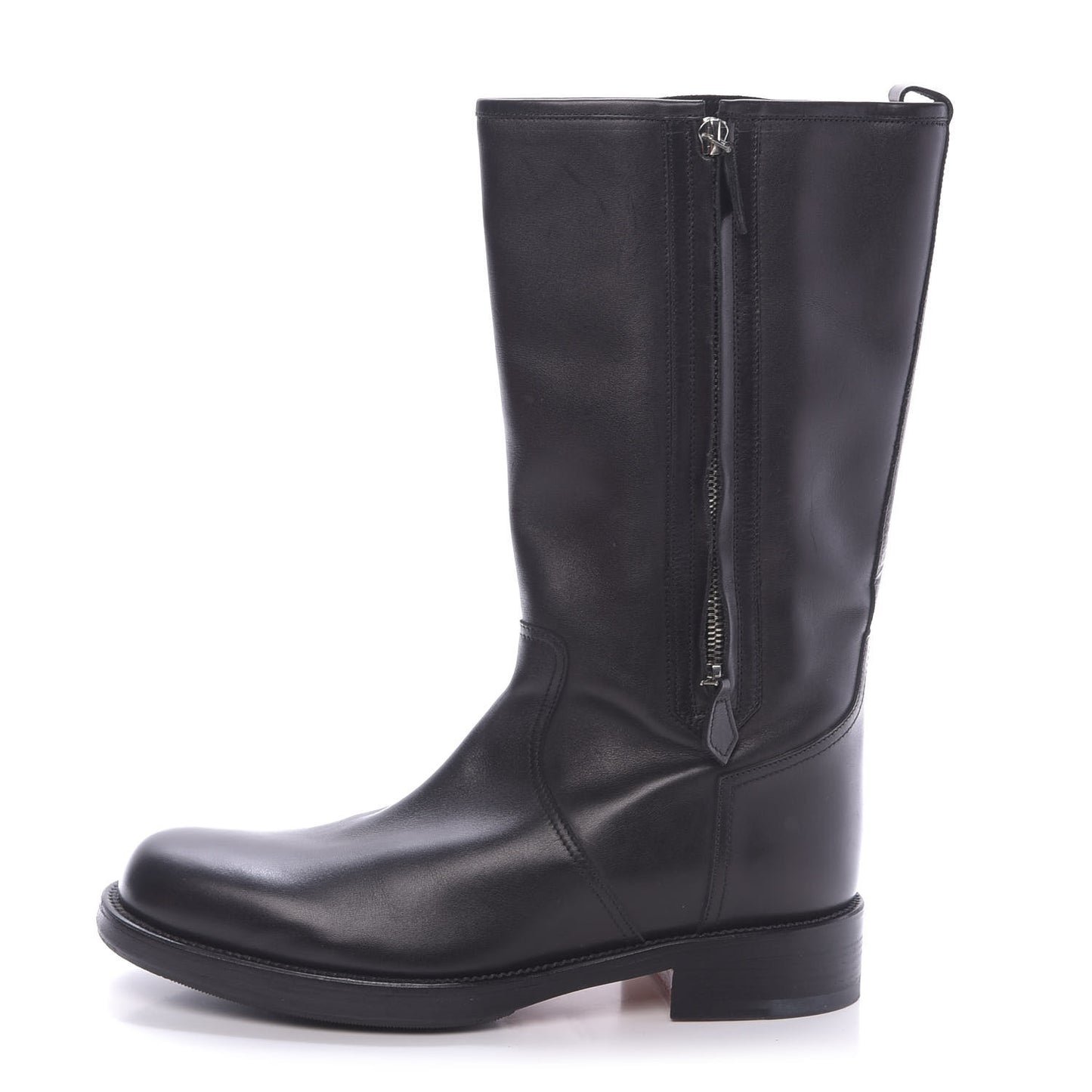 Box Calfskin Equestrian Land Boots 40.5 Black