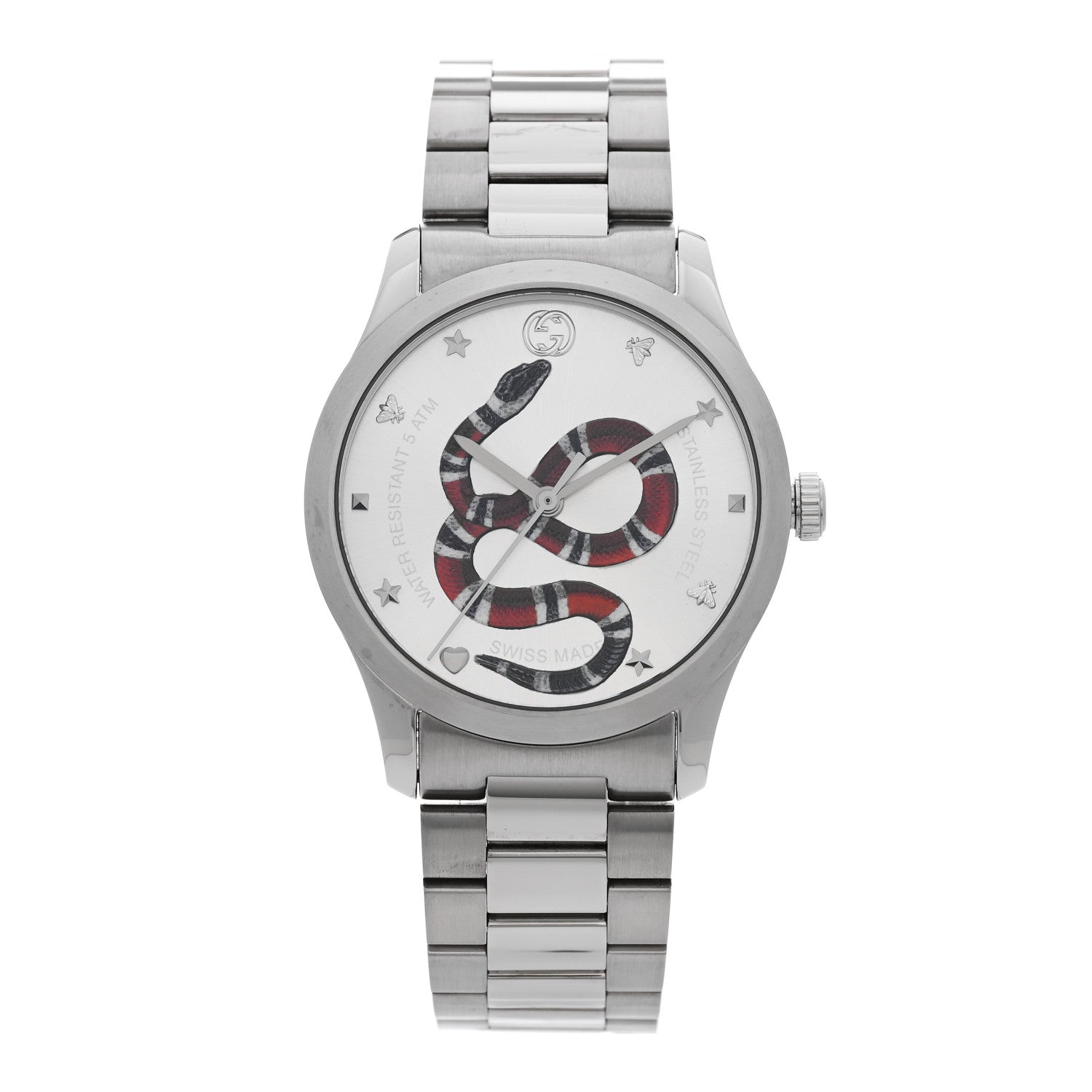 Gucci Stainless Steel 38mm G-Timeless Snake Quartz Watch 1 of 5