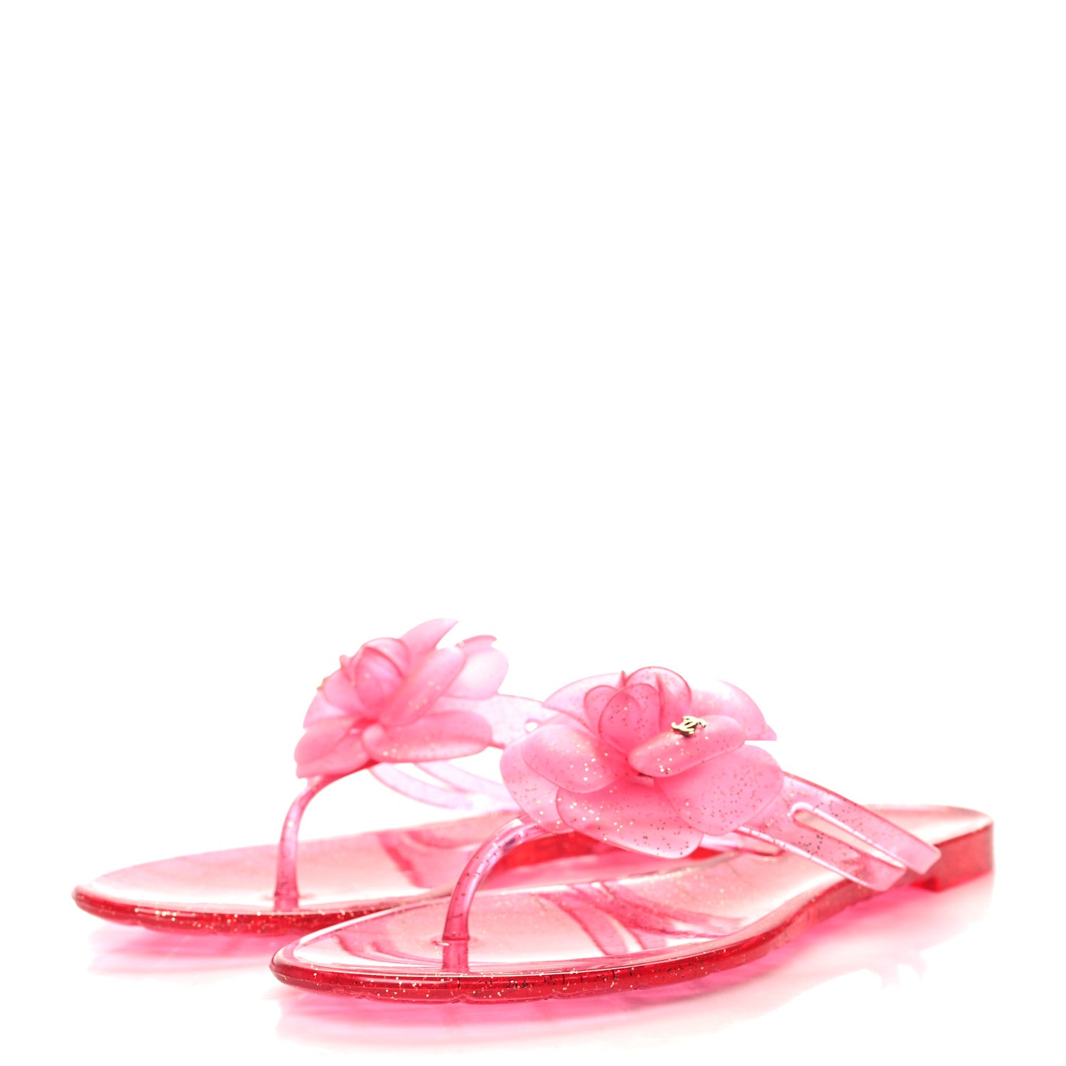 Chanel Glitter Jelly Camellia Thong Sandals 39 Pink 3 of 6