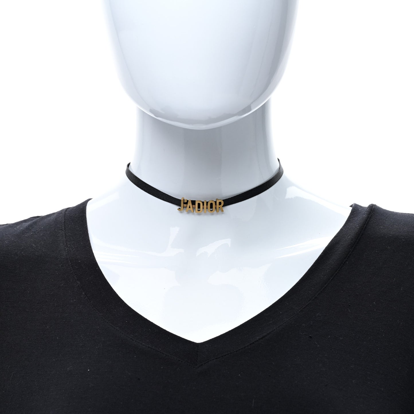 Grosgrain Ribbon J'Adior Logo Choker Necklace Black