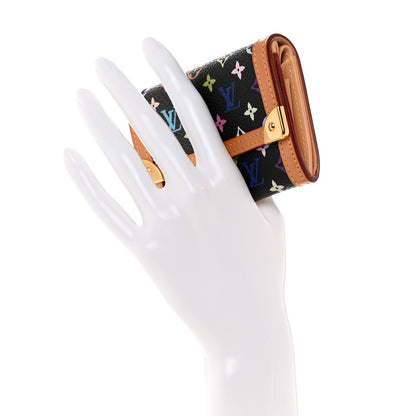 Louis Vuitton Monogram Multicolor Porte-Monnaie Plat Coin Purse Black 2 of 7