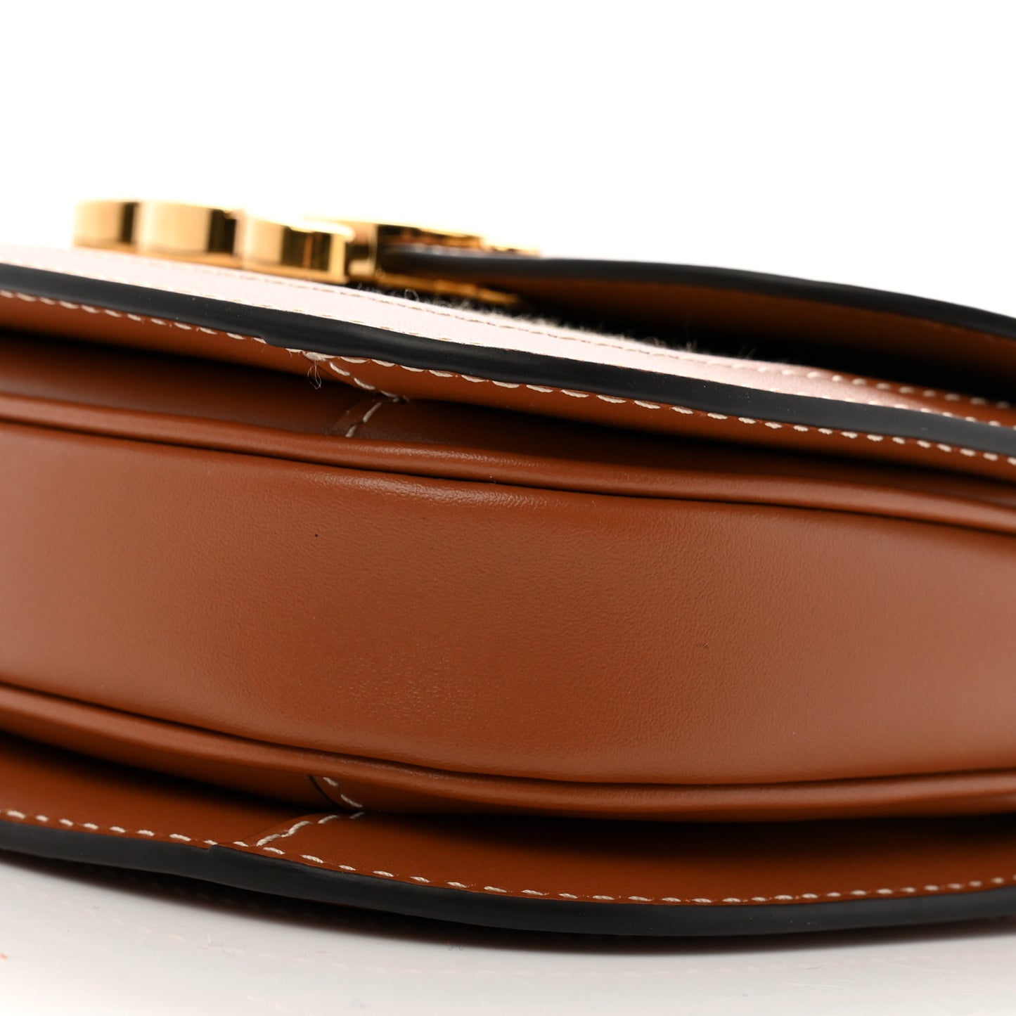 Textile Calfskin Triomphe Mini Besace Clea Natural Tan